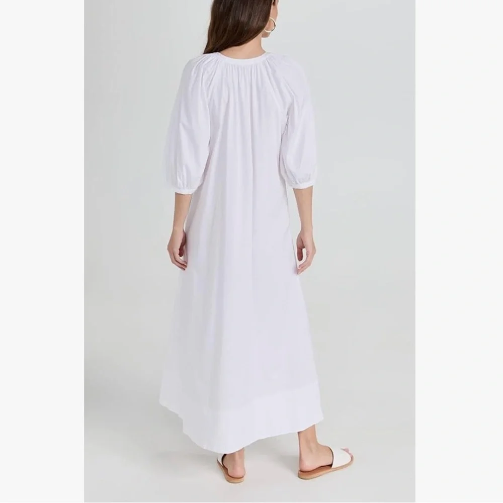 STAUD White Long Sleeve Button-Front Maxi Dress - Picture 2 of 7